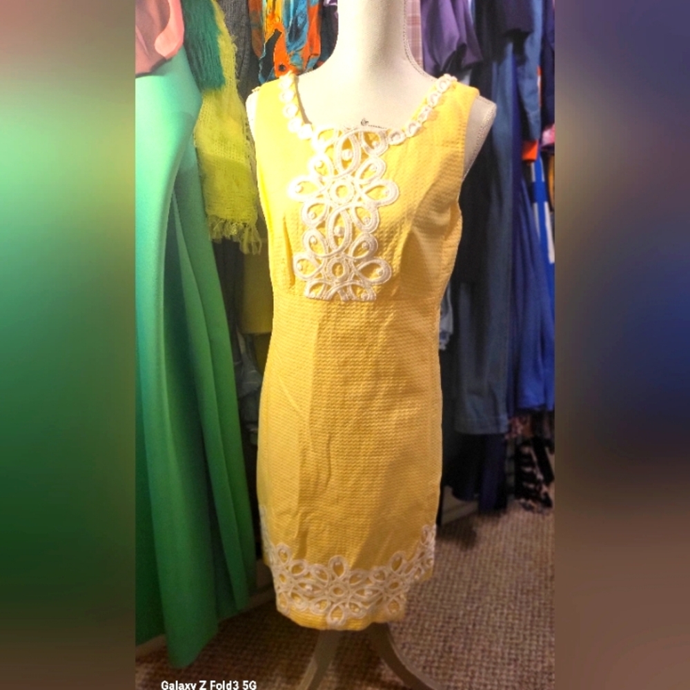 Yellow and White Dress